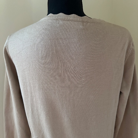 *GRACE KARIN* Tan Scalloped Neck Long Sleeve Sweater Size Medium - Picture 5 of 7